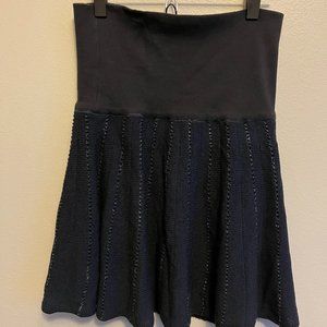 Free People Women's Blue High Waisted Rib Knitted Skater Skirt